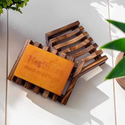 Herbvian 2 Pcs Wooden Soap Dish Holder