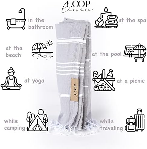 Loop Linen Turkish Beach Towel - Grey