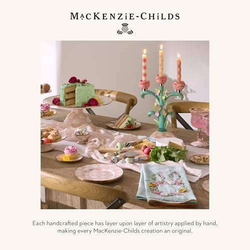 MACKENZIE-CHILDS Set of 2 Rosy Meadow Lady Ceramic Candle Holders