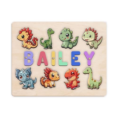 Personalized Wooden Dinosaur Puzzle Montessori Toy 1