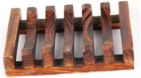 Carbonized Bamboo Soap Dish Holder for Bathroom Kitchen