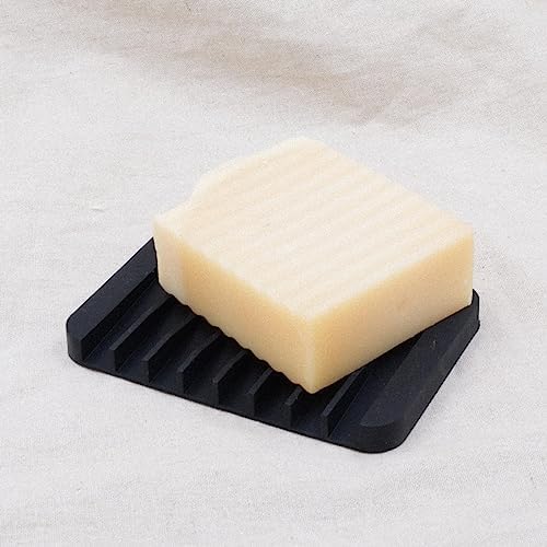 Flexible Silicone Soap Dish with Drainage - Black