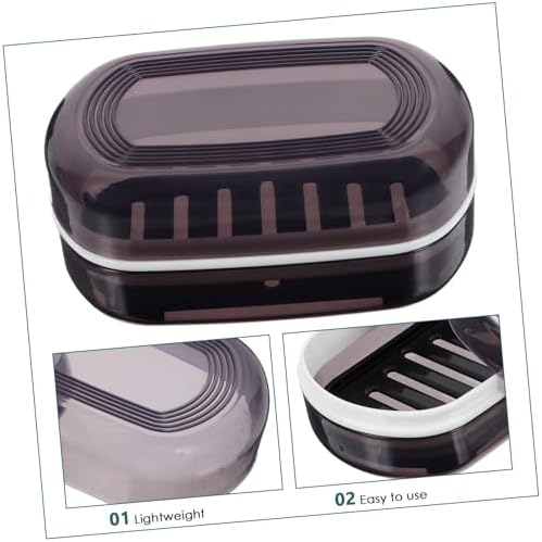 Alipis Portable Soap Holder with Lid Dual Drainage Travel Storage Box