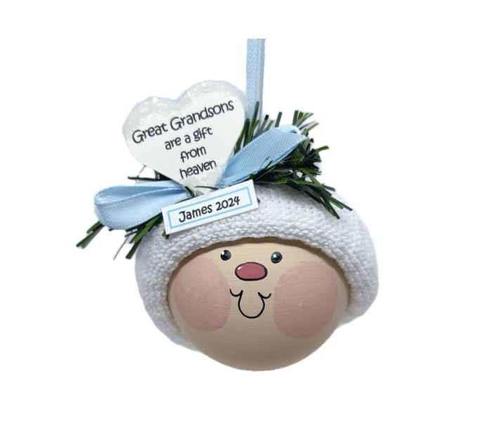Handmade Great Grandson Christmas Ornament with Heart Verse