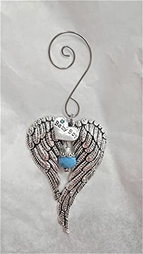 Baby Boy Infant Memorial Sympathy Angel Wings with Heart Charm Keepsake