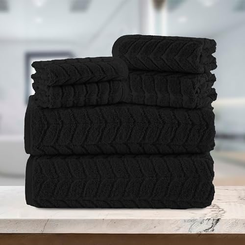 Elegant Comfort 6-Piece Turkish Cotton Towel Set - Black