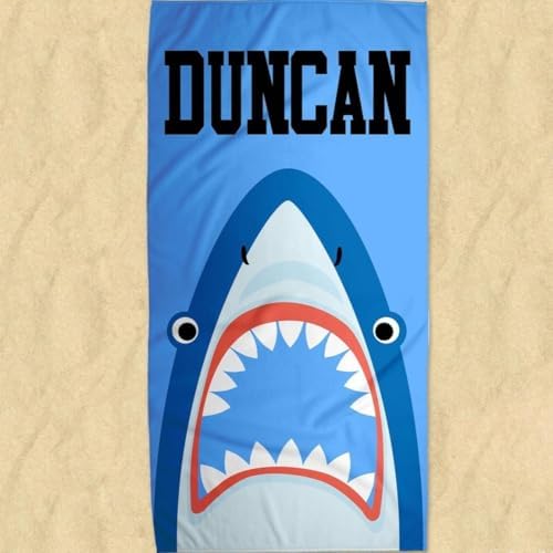 Personalized Shark Name Beach Towel for Kids