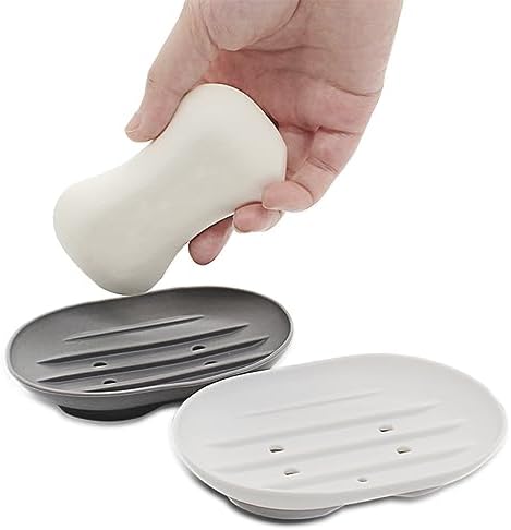 Flexible Silicone Soap Tray 2 Pack for Shower Bath Kitchen