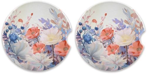 Takiito Floral Car Cup Holder Coasters 2 Pack