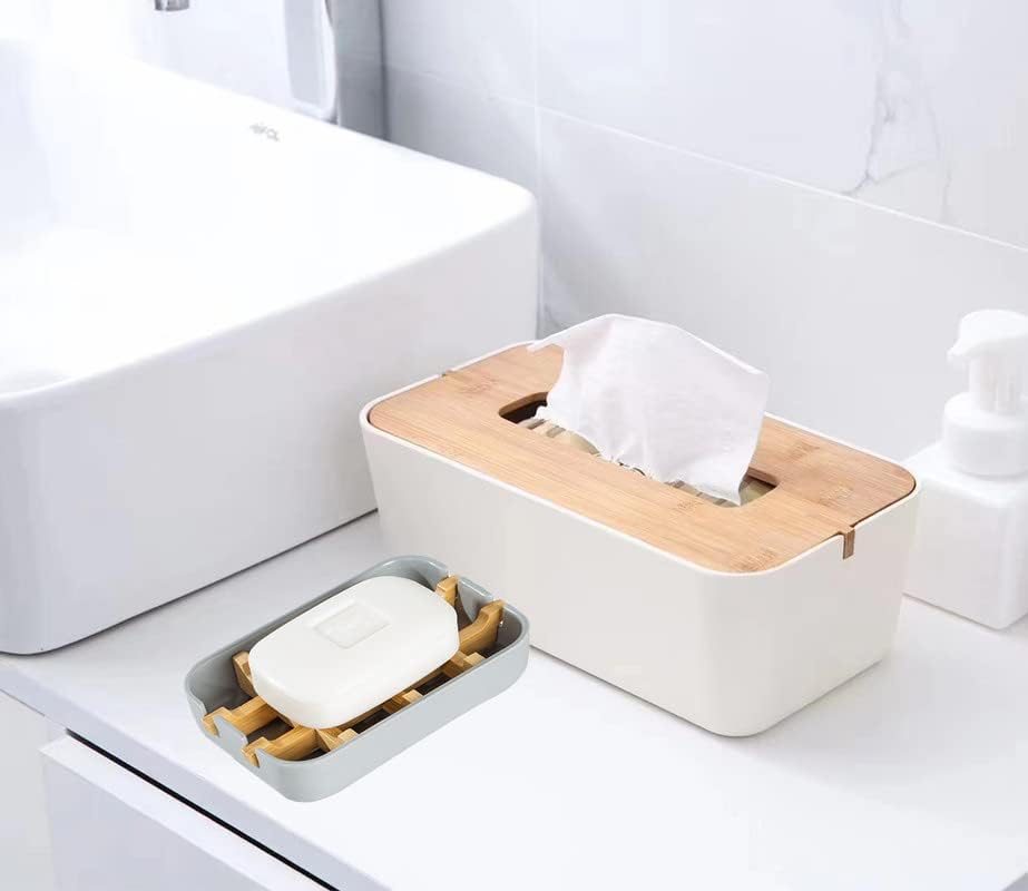 Eco-Friendly Bamboo Soap Dish with Removable Frame Grey