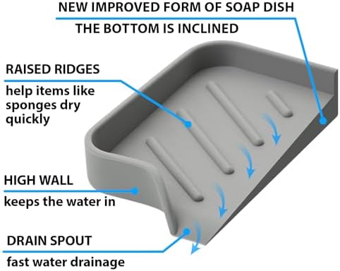 AG Company Silicone Soap Bar Holder - Premium Gray Self-Draining