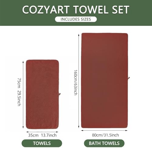 ANNEXLAB Luxury Microfiber Towel Set 6 Piece Rose Red