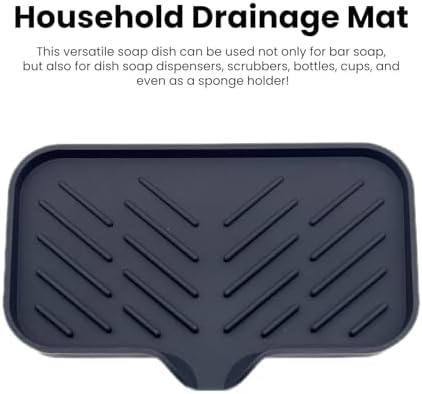 Drain Mat Silicone Soap Dish Anti-Skid Grey Small