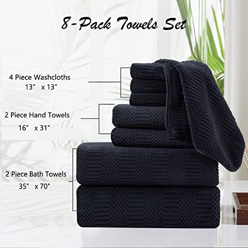 8 Piece Oversized Black Towel Set for Home Hotel Spa