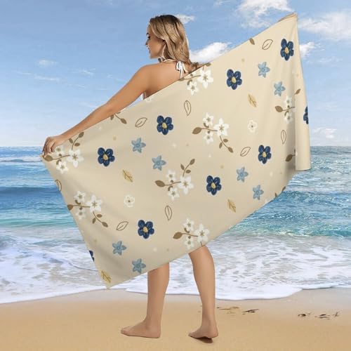 Fluffy Watercolor Spring Flowers Beach Towel 32x64 Inch