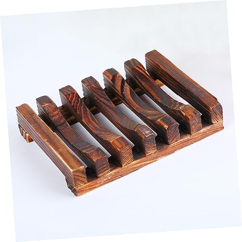 Carbonized Bamboo Soap Dish Holder for Bathroom Kitchen