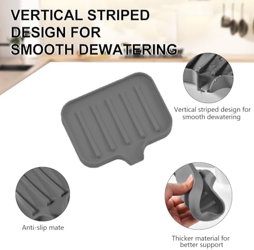 Silicone Self Draining Soap Dish with Non-Slip Base