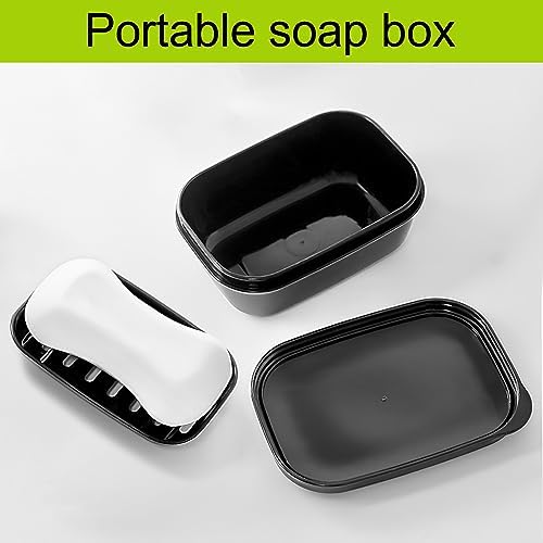2 Pack Portable Soap Dishes with Leak-Proof Lid and Drain