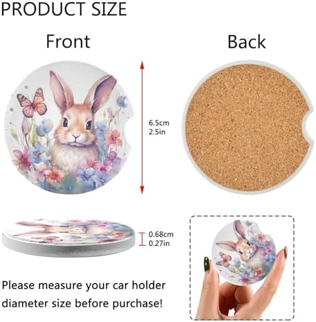 Takiito Easter Bunny Car Cup Holder Coasters 2 Pack
