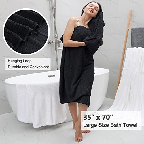 8 Piece Oversized Black Towel Set for Home Hotel Spa