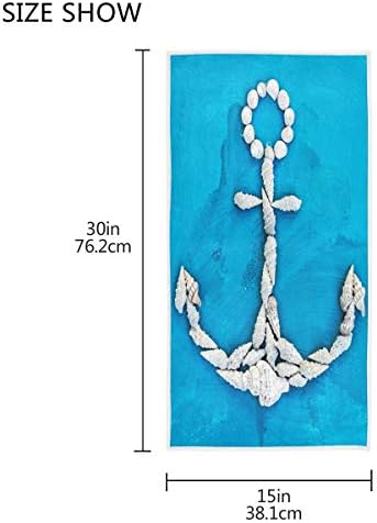 Exnundod Blue Marine Anchor Hand Towel Beach Spa