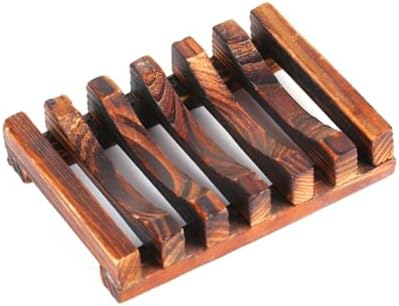 Wakauto Carbonized Wooden Soap Dish Holder for Kitchen Bathroom
