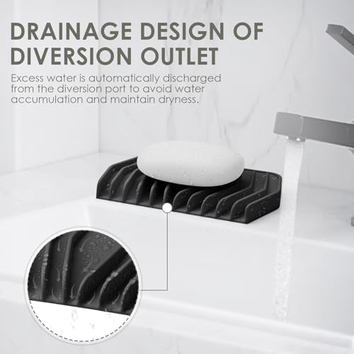 SAISN Silicone Soap Dish for Shower Black
