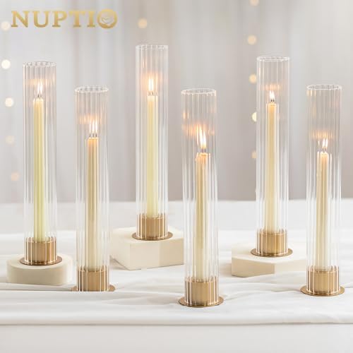 NUPTIO Gold Hurricane Candle Holder Set of 10