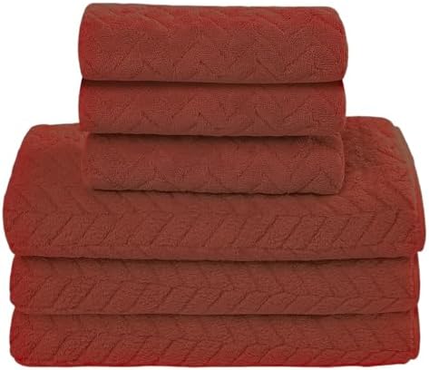 ANNEXLAB Luxury Microfiber Towel Set 6 Piece Rose Red