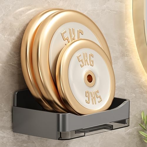 2Pcs Wall Mounted Soap Dish with Drip Tray Grey