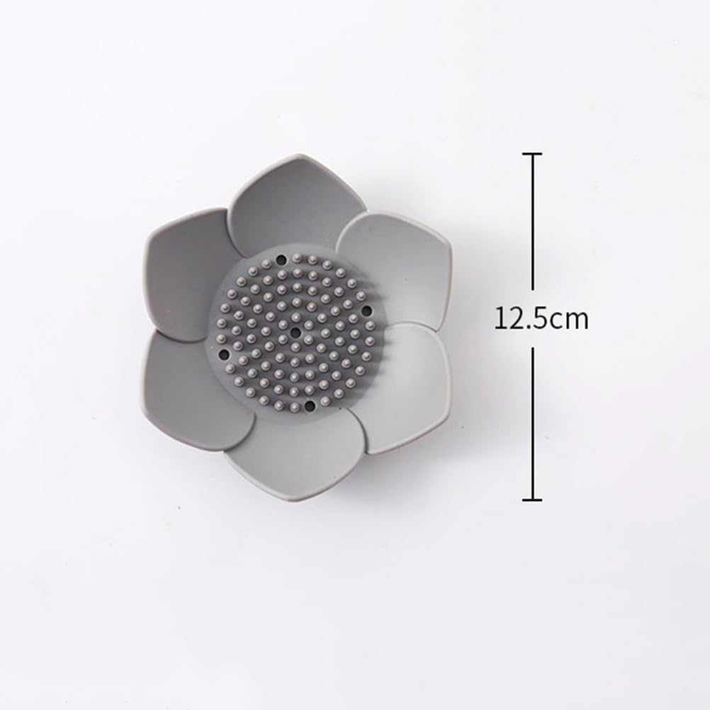 Cabilock Flower Shape Silicone Soap Dish Drain Tray Holder