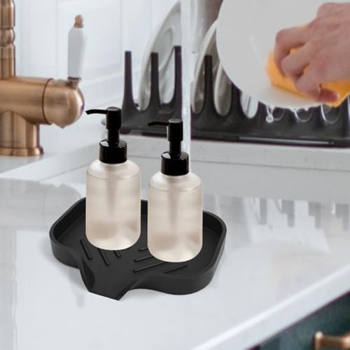 Premium Silicone Soap Dish with Drain Spout - Multifunctional Sink Organizer