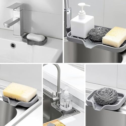2 Pack Silicone Soap Holder Tray for Shower Kitchen Bathroom