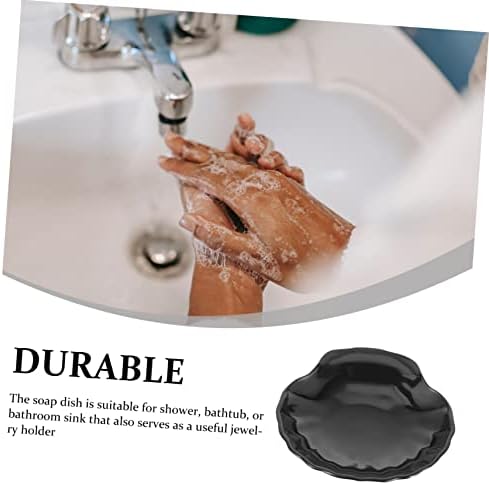 HOLIDYOYO Seashell Soap Dish Black Acrylic Bar Soap Holder