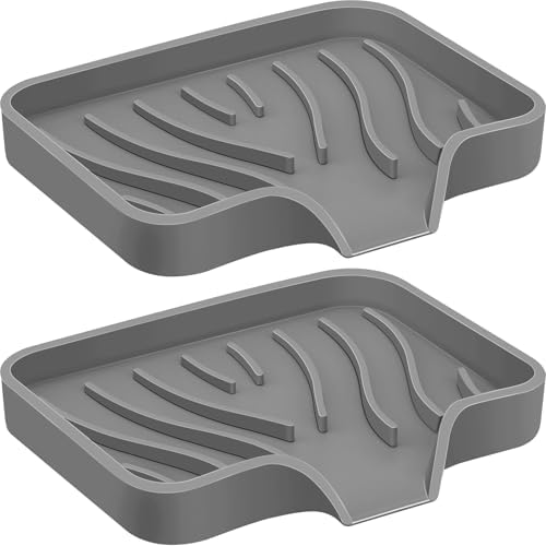 2PCS Self Draining Soap Holder Grey