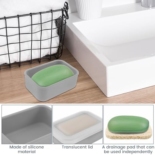Travel Soap Container with Leakproof Silicone Lid and Drainage Pad