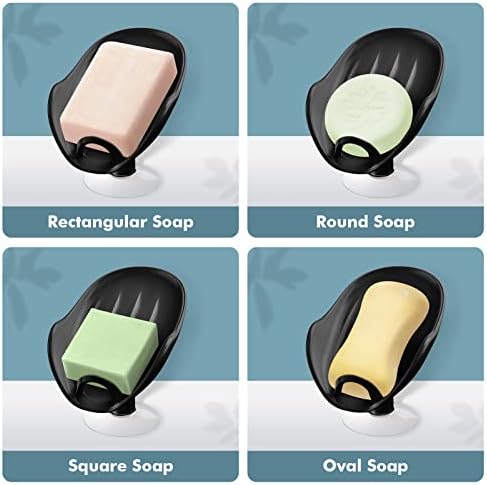 NPET Self Draining Soap Dish with Suction Cup Space-Saving and Durable