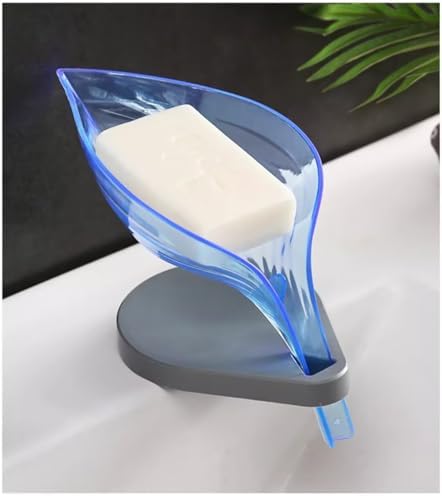 FABEILAI Leaf Shape Soap Holder with Suction Cup Self Draining and Easy Clean