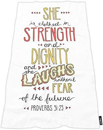 Moslion Bible Verse Bath Towel - She Is Clothed in Strength