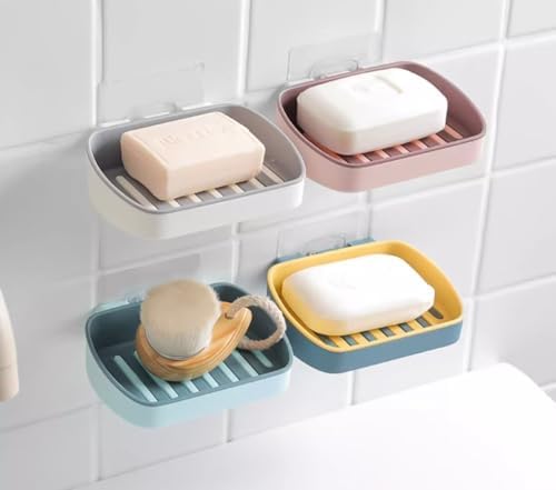 Draining Soap Dish with Water Tray Holder Gray