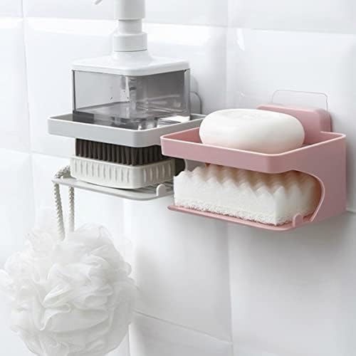 WESIEVYA Punch Double Layer Soap Dish Holder Organizer for Bathroom Kitchen