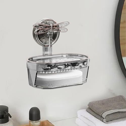 Suction Cup Soap Holder with Drainage Gray 1