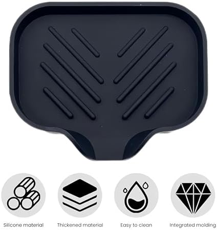 Silicone Soap Dish with Drain Spout - Black 1 Pcs