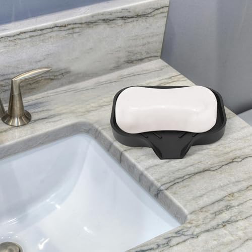 Premium Silicone Soap Dish with Drain Spout - Multifunctional Sink Organizer