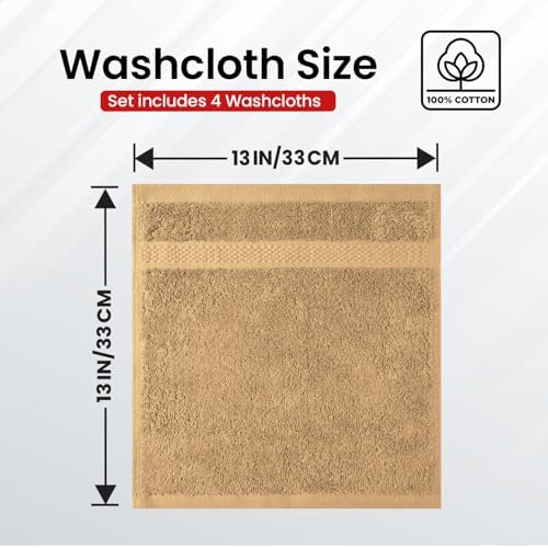 Infinitee Xclusives 100 Cotton Wash Cloths - Pack of 4 12x12 Inches 1