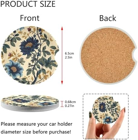 Takiito Wild Flower Car Cup Holder Coasters 2 Pack