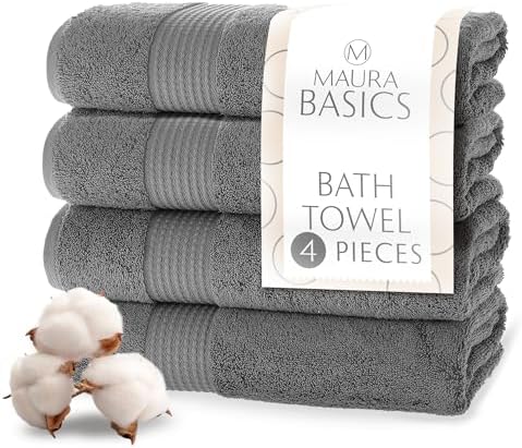 MAURA Basics Turkish Cotton Bath Towel Set 27x54 Space Gray