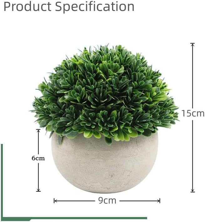 YYIDYLLIC Mini Artificial Plants with Grey Pots for Home Office Desk