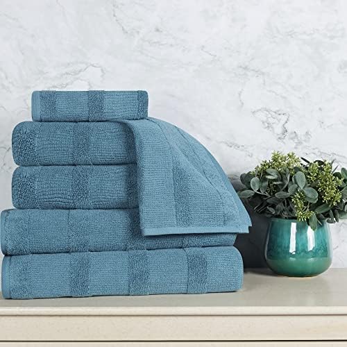 Superior Roma Cotton 6-Piece Towel Set Denim Blue