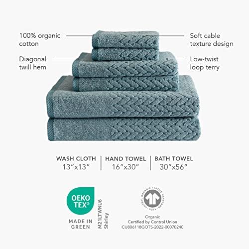 TexereSilk Organic Cotton Jacquard Towel Set - 650 GSM 6 Piece